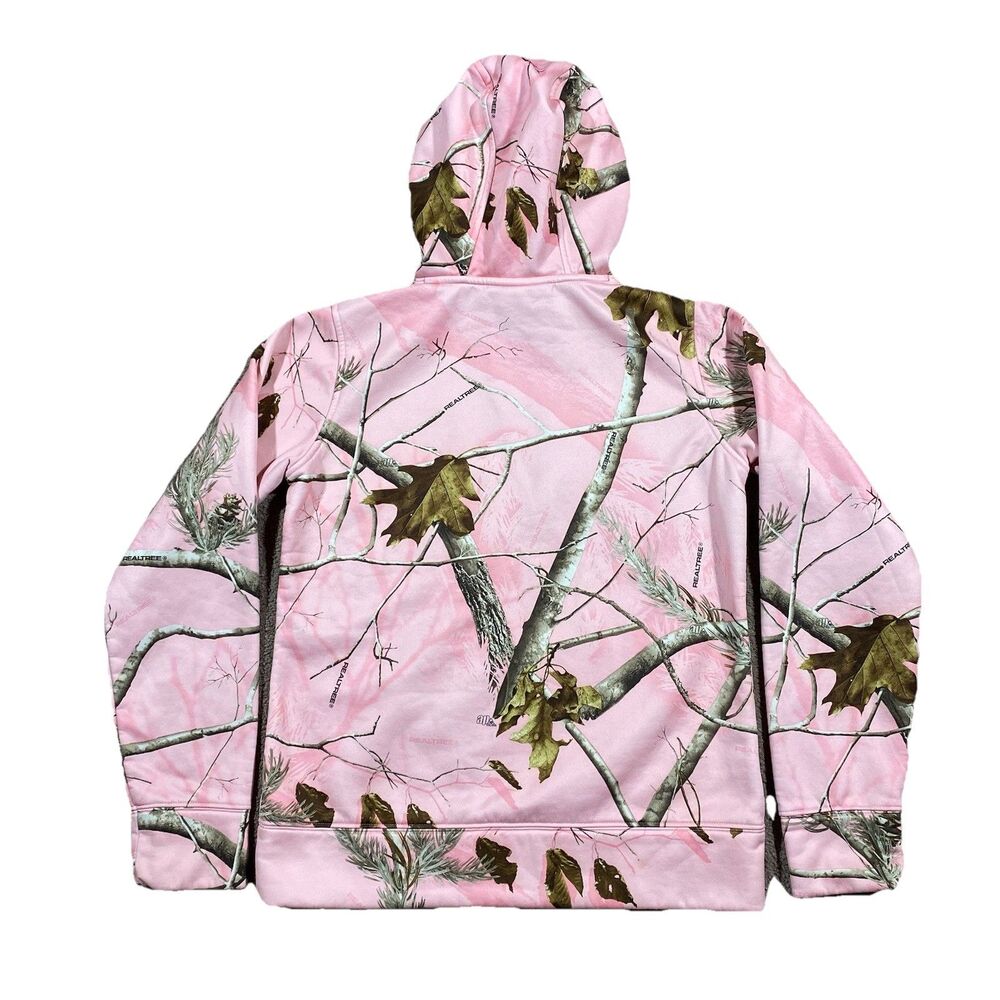 Under Armour ColdGear Realtree Pink Camo Hoodie Women Small Loose Fit - Picture 3 of 7